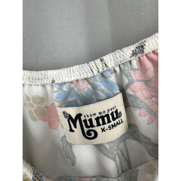 Show Me Your Mumu Top Womens XS White Floral Off Shoulder Crop Ruffle Nica Boho - Picture 2 of 9